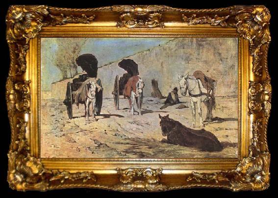 framed  Giovanni Segantini Roman Carts (mk09), ta009-2